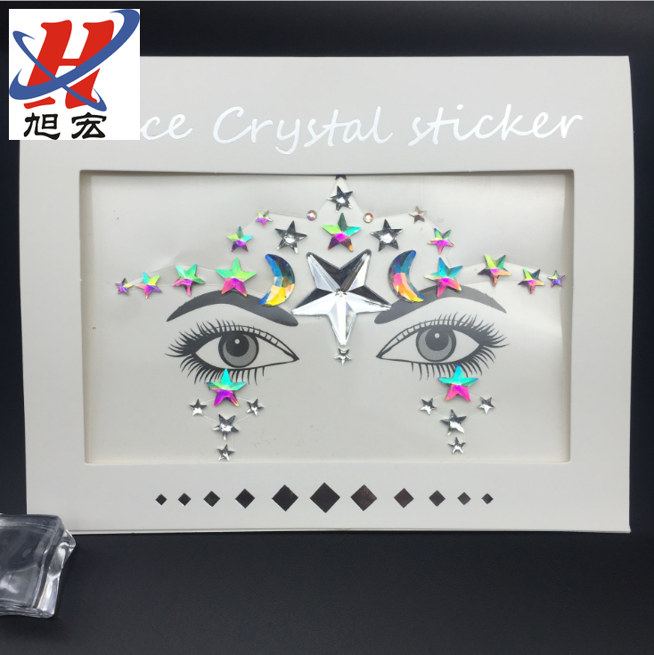 In-stock acrylic face stickers, eco-friendly resin face stickers, crystal diamond forehead stickers, water diamond face stickers details Picture