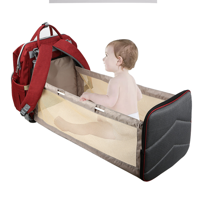 New Mom bag bed, folding baby bed, mom bag, multi-functional charging, waterproof embroidery thread backpack bed, cross-border bestseller Application Scenario