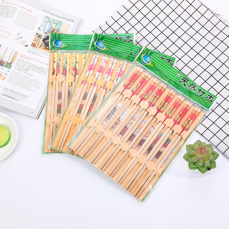 7.0*24 pointed natural and environmentally friendly flower-patterned chopsticks, anti-slip chopsticks, eight pairs of bamboo chopsticks, two-yuan supply