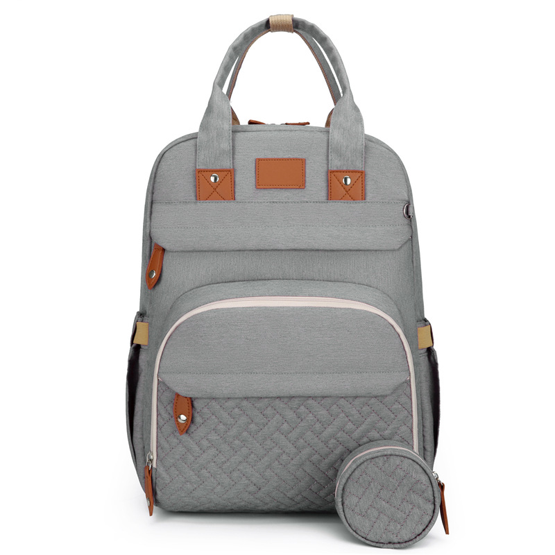 Factory direct sales: New multi-functional mummy bag, double-shoulder baby bed backpack, large-capacity waterproof bag with pacifier, embroidered thread details Picture