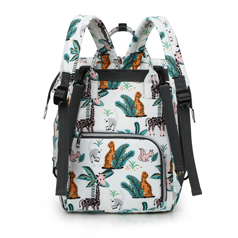 New patterned mommy bag, multi-functional waterproof dry-wet separation, large-capacity baby bottle, double-shoulder mother and baby bag, waterproof hook Specification image