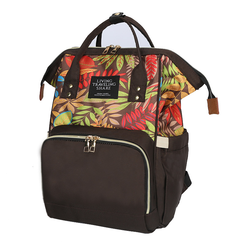 Factory direct sales Maple Leaf Mom Bag, multi-functional waterproof silk material upgraded version dry and wet separation double-shoulder baby bag Item Picture