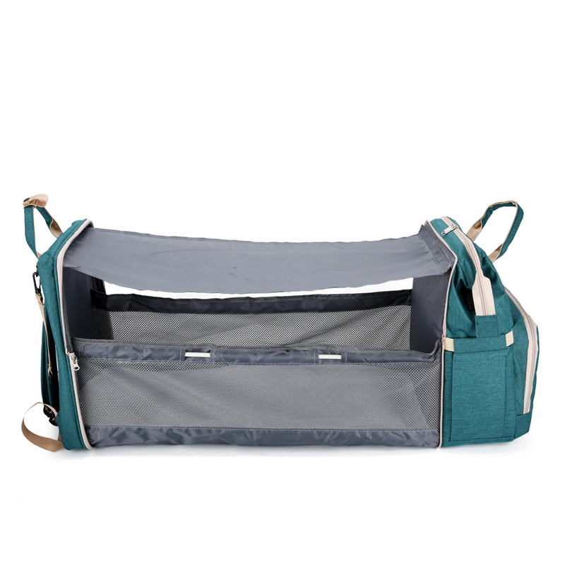 Best-selling Mommy bag, folding crib, basic version, sunshade, rechargeable double-shoulder mommy backpack bed, waterproof urine pad details Picture
