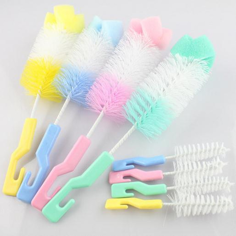 Small bottle brush, baby pacifier brush, nylon glass bottle brush two-piece set full figure