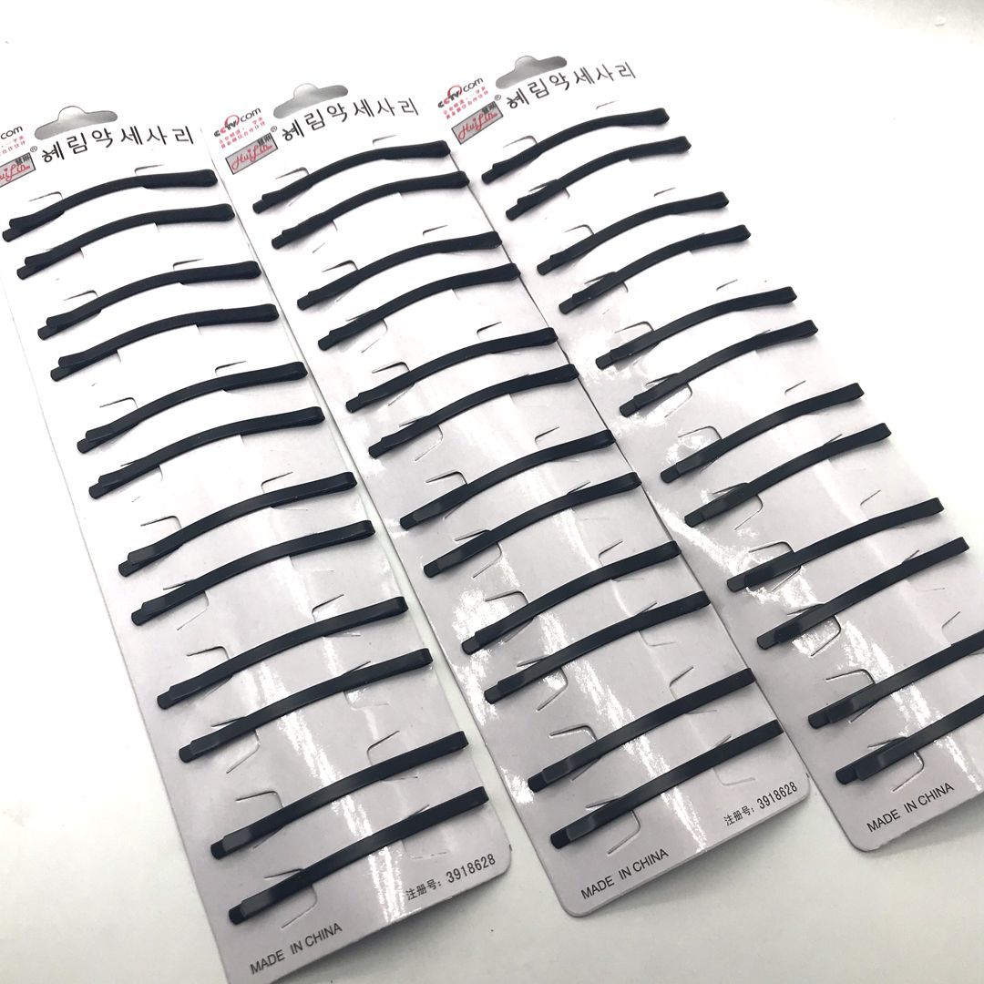 Wholesale Korean-style black straight clips, bow clips, lacquered black bangs hair clips, two-yuan hot-selling products at street stalls