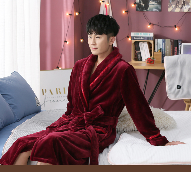 Nightgown Women's Winter extra thick and long flannel nightgown Coral velvet men's nightgown Autumn winter nightgown Couple bathrobe