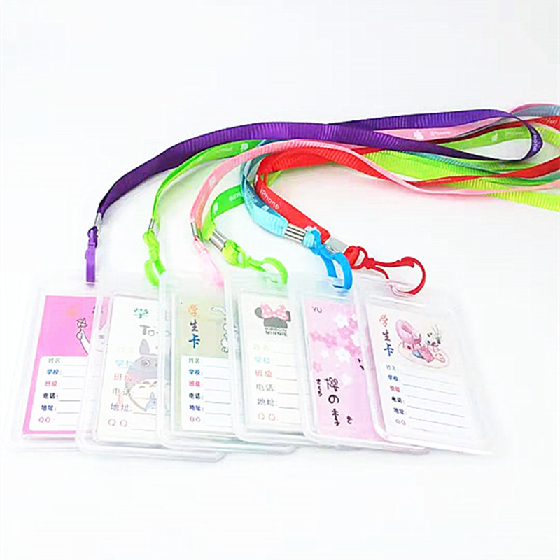 Hot-selling plastic waterproof transparent card sleeves for students with lanyards, wholesale two-yuan store supply Item Picture