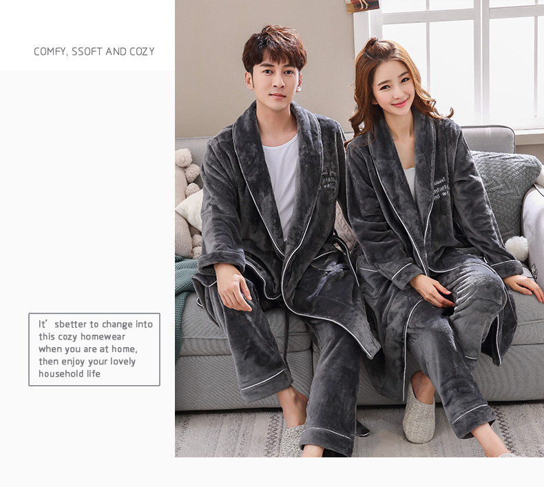 Nightgown Women's Winter extra thick and long flannel nightgown Coral velvet men's nightgown Autumn winter nightgown Couple bathrobe thumbnail
