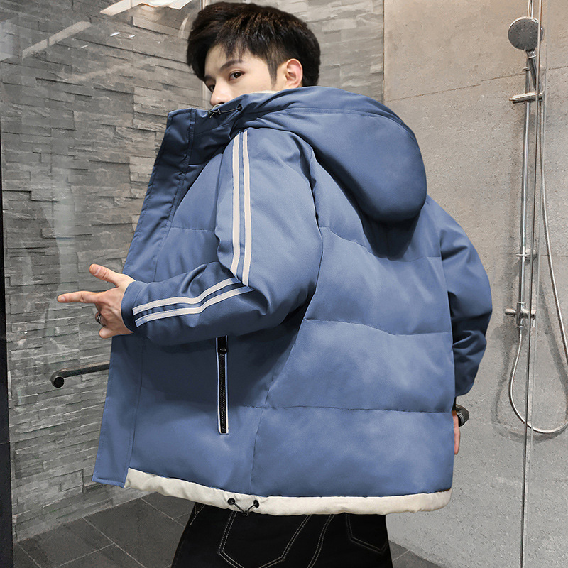 2021 new autumn and winter men's cotton-padded clothes, casual down cotton-padded jackets, men's thickened cotton-padded jackets, breadwear, hooded men's coats Specification image