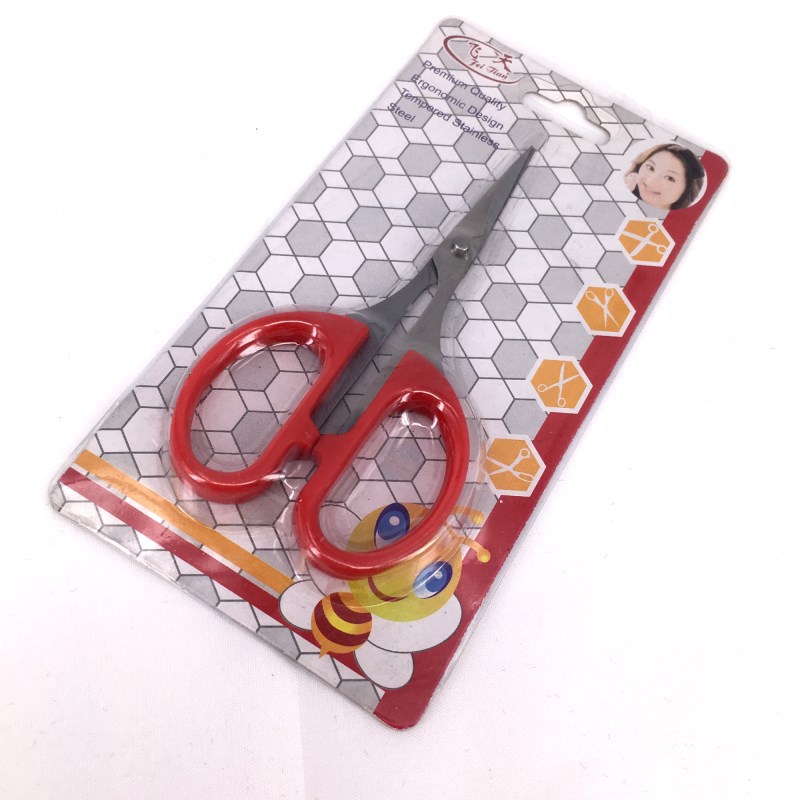 厂家直销插卡橡塑小剪刀 美容剪刀 学生剪刀办公剪 修眉剪 两元店