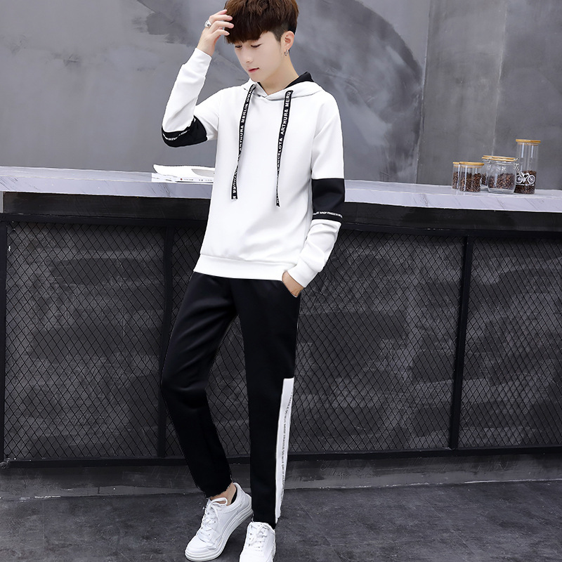 Factory direct sales of men's sportswear 2021 new autumn hooded casual sweatshirt set, youth set, male trend Application Scenario