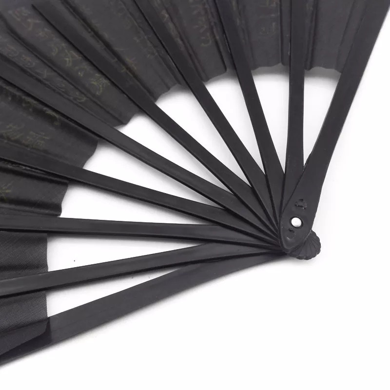 30cm, 26cm, 23cm black cloth fans and plastic sheet folding fans are available for wholesale at Yiwu Eryuan Department Store Item Picture