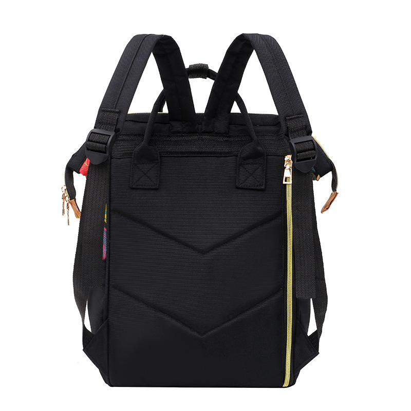 Multi-functional mommy bag, double-shoulder leaf pattern, silk material, waterproof, large capacity for going out, baby bottle, mother and baby bag, back zipper Specification image