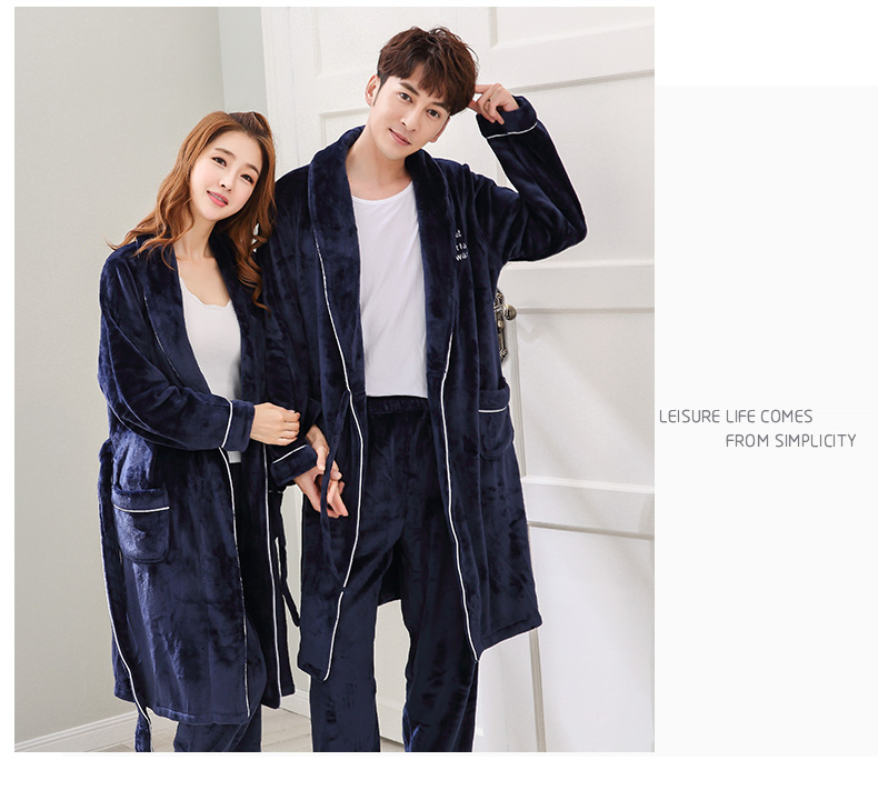 Nightgown Women's Winter extra thick and long flannel nightgown Coral velvet men's nightgown Autumn winter nightgown Couple bathrobe thumbnail