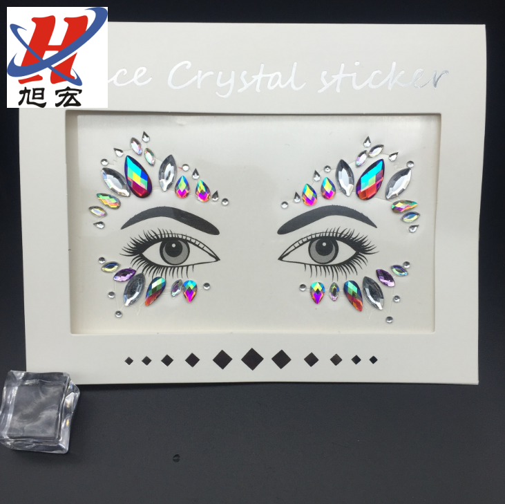 In-stock acrylic face stickers, eco-friendly resin face stickers, crystal diamond forehead stickers, water diamond face stickers Specification image