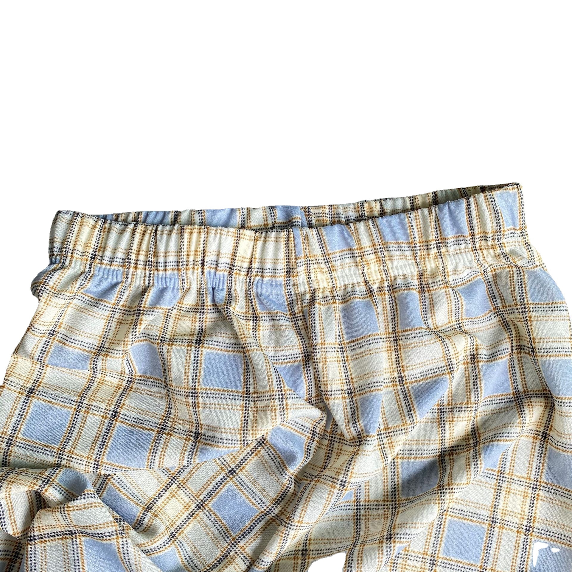 Plaid pants 2021 Spring/Summer high-waisted live-streaming bestseller: Loose, drape, straight-leg, slimming women's casual wide-leg pants Item Picture