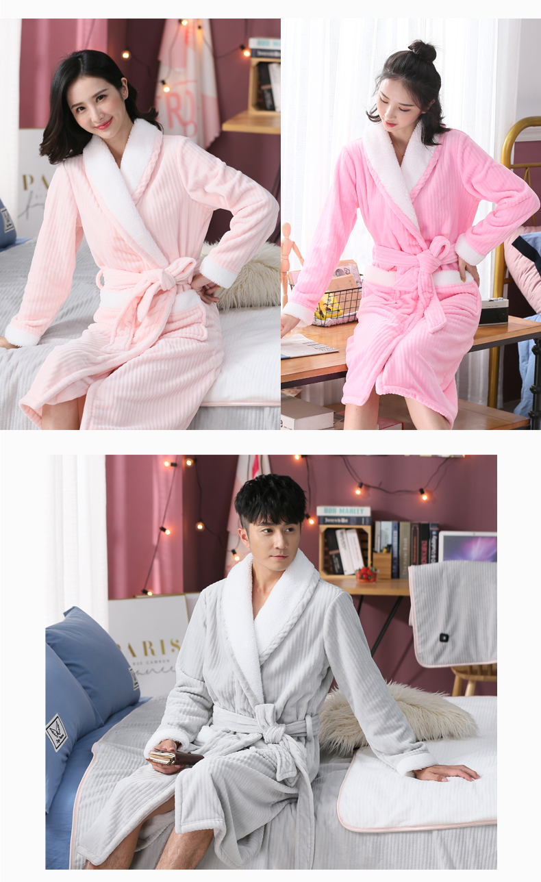 Nightgown Women's Winter extra thick and long flannel nightgown Coral velvet men's nightgown Autumn winter nightgown Couple bathrobe thumbnail