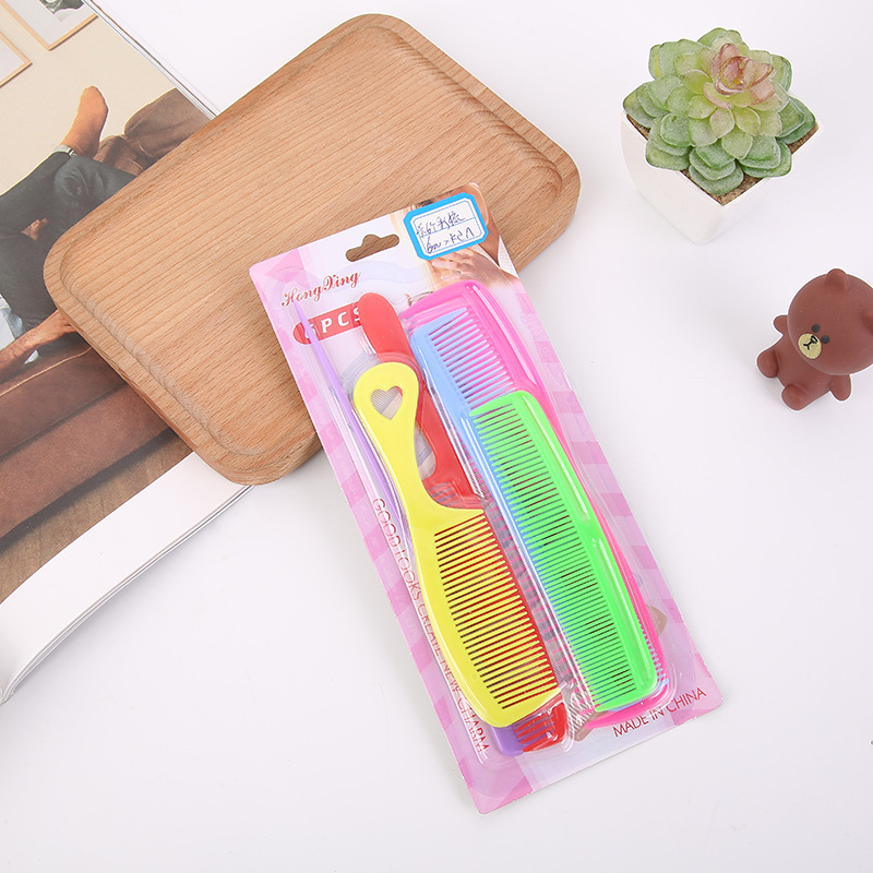 Wholesale 6-piece sets of colored combs, plastic combs, hair combs, pointed tail combs and flat combs are on sale at 2 yuan