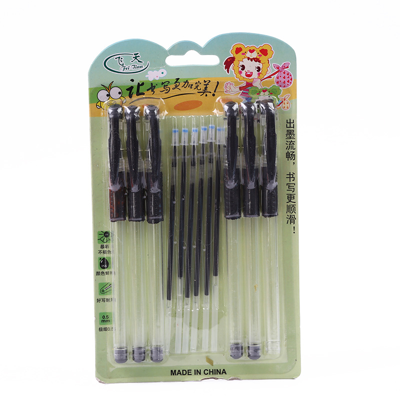 Factory direct sales of gel pens, including 6-pen gel pens and 6-pen refills, are selling well at street stalls