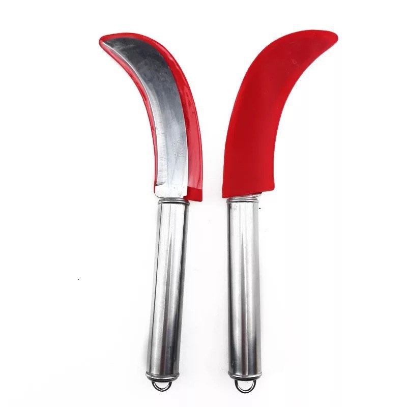 Steel-handled fruit peelers, pineapple knives, stainless steel banana small curved knives, 2-yuan store supply, daily necessities wholesale Specification image