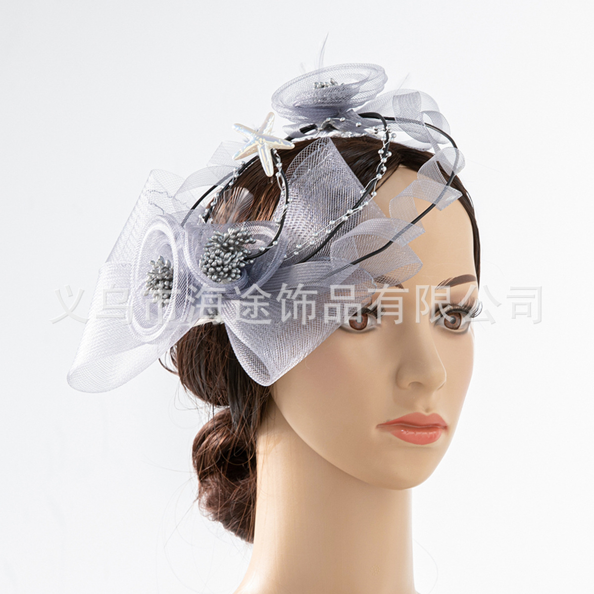 Cross-border Jockey Club banquet, tulle headwear, hair accessories, women can freely style wedding dresses, evening gowns, hair clips, super fairy headwear