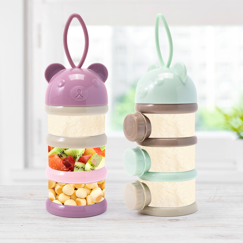 Portable baby milk powder box, large-capacity colorful multi-layer complementary food box, independent layered milk powder, and special storage box Specification image
