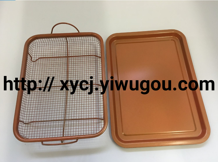 Copper Rectangle Crispy Tray Kitchen Safety Basin Oil-draining Basin New product Specification image