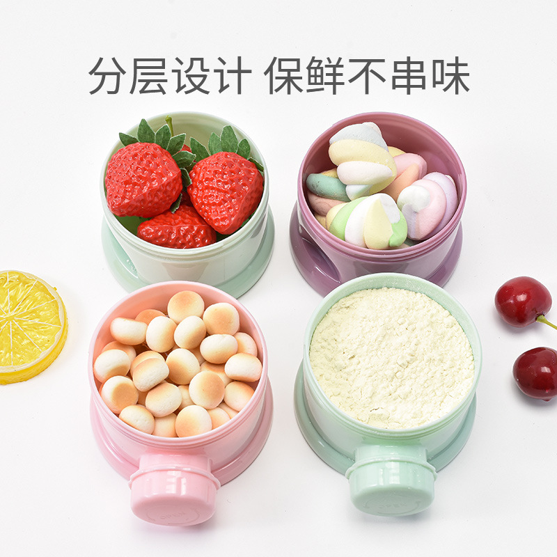 Portable baby milk powder box, large-capacity colorful multi-layer complementary food box, independent layered milk powder, and special storage box details Picture