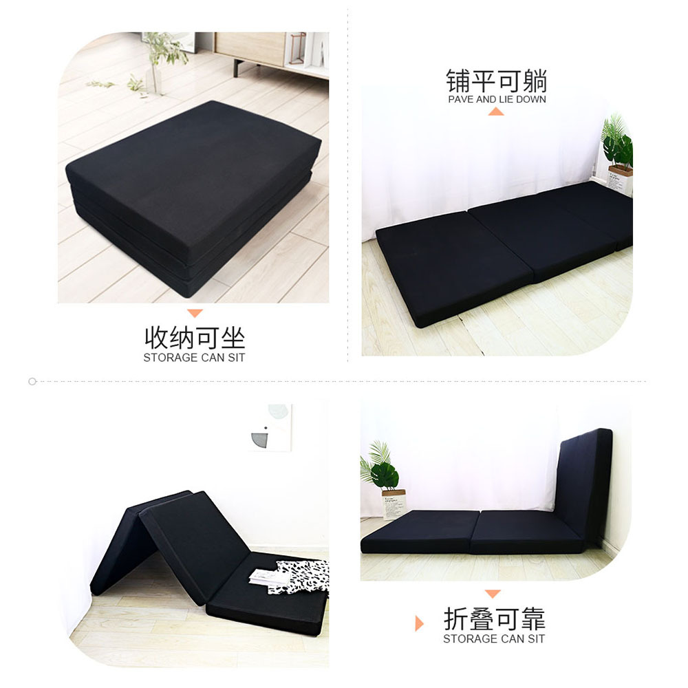 Cross-mirror high-elasticity sponge three-layer folding student mattress, dormitory single tatami mattress details Picture