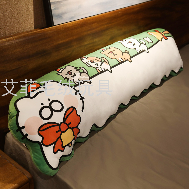 Creative cat throw pillow, long striped printed double pillow, sleeping pillow, plush toy Item Picture