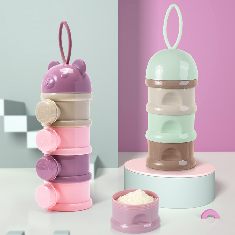 Portable baby milk powder box, large-capacity colorful multi-layer complementary food box, independent layered milk powder, and special storage box