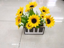 New wood pot sunflowers simulation flowers bonsai sunflower fake flowers