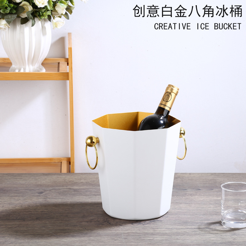 Light luxury high-end creative household stainless steel ice bucket, bar commercial red wine and champagne bucket, living room wine cabinet and wine rack ornaments details Picture