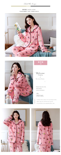 Autumn and winter thick plus size coral velvet lovely velvet set Winter ladies flannel pajamas women Spring and autumn home wear