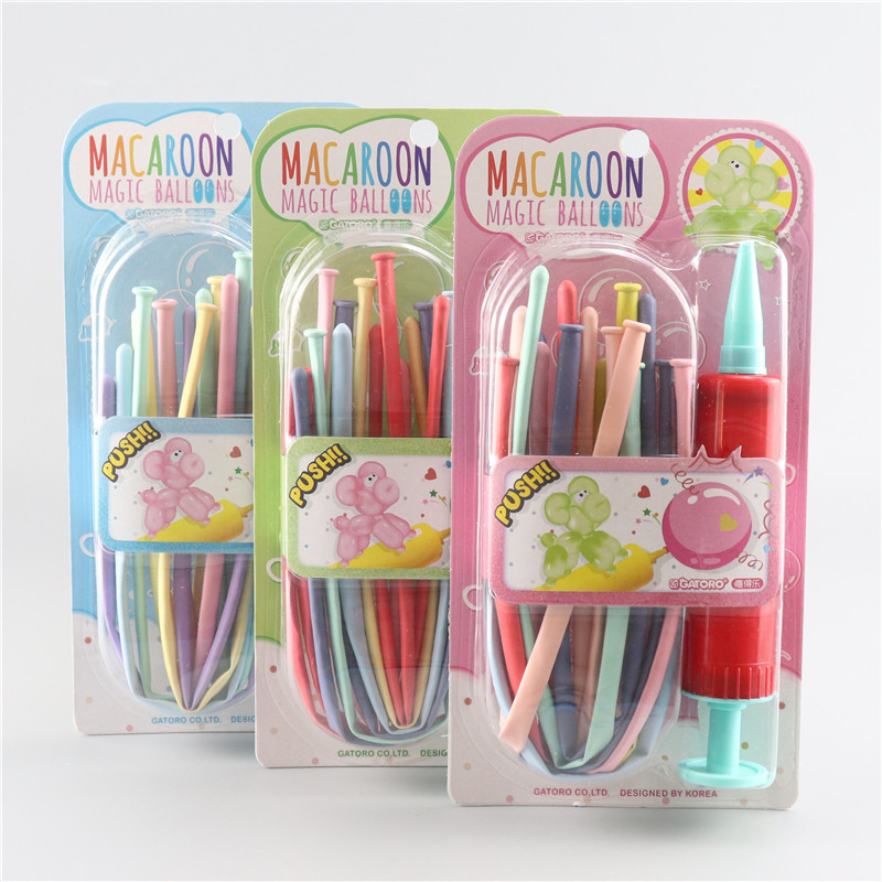 Macaron long magic balloon pump set, children's birthday party decoration, wedding arrangement, student gifts details Picture