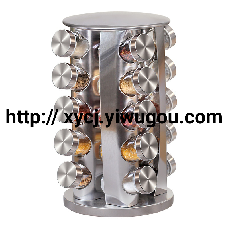 New kitchenware 430 stainless steel glass rotating seasoning jar set seasoning jar Specification image