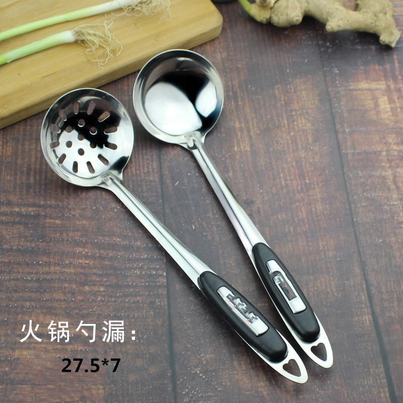 Factory direct sales of stainless steel hot pot spoons, black-handled small spoons, long-handled spoons, wholesale two-yuan supply