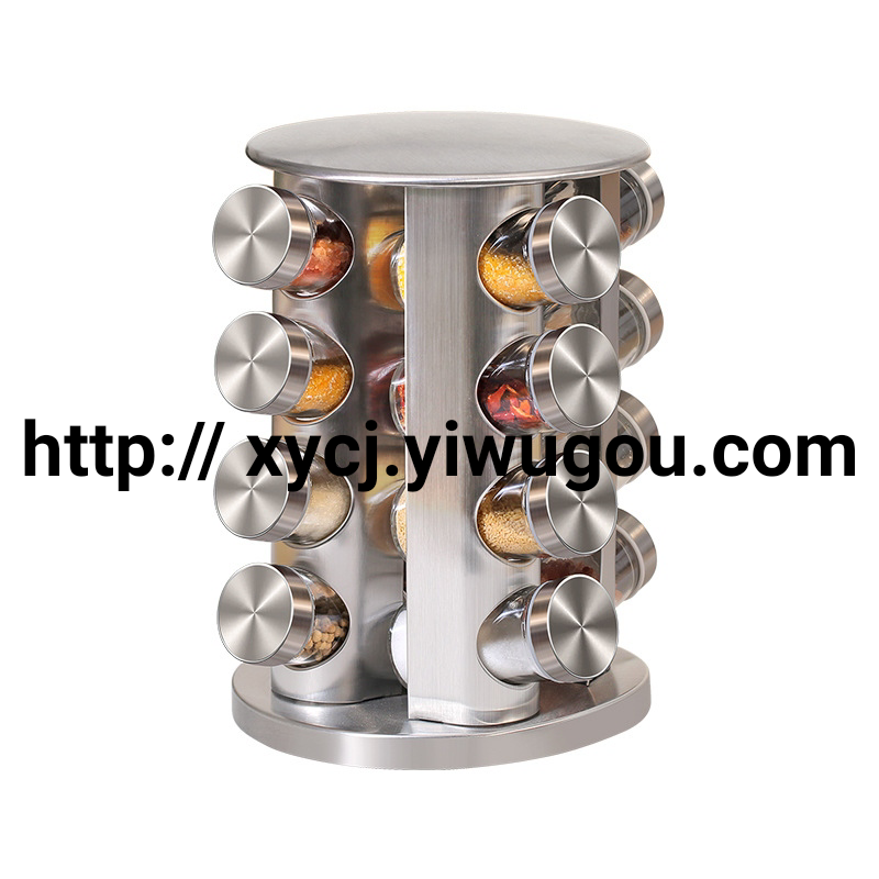 New kitchenware 430 stainless steel glass rotating seasoning jar set seasoning jar details Picture