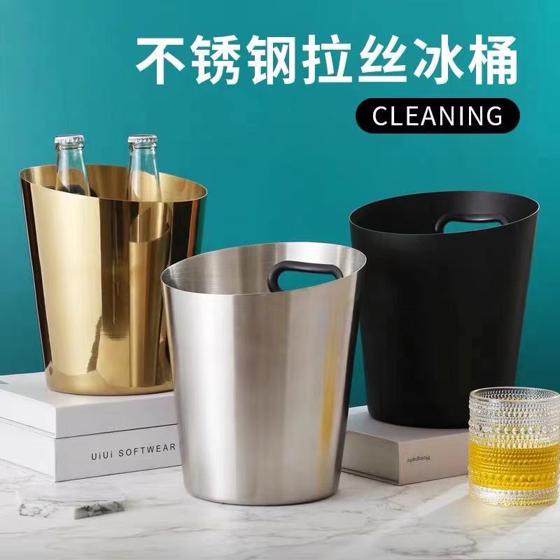 ktv ice bucket equipment decoration, stainless steel ice wine bucket, Nordic style mini size with lid, hotel Western restaurant details Picture