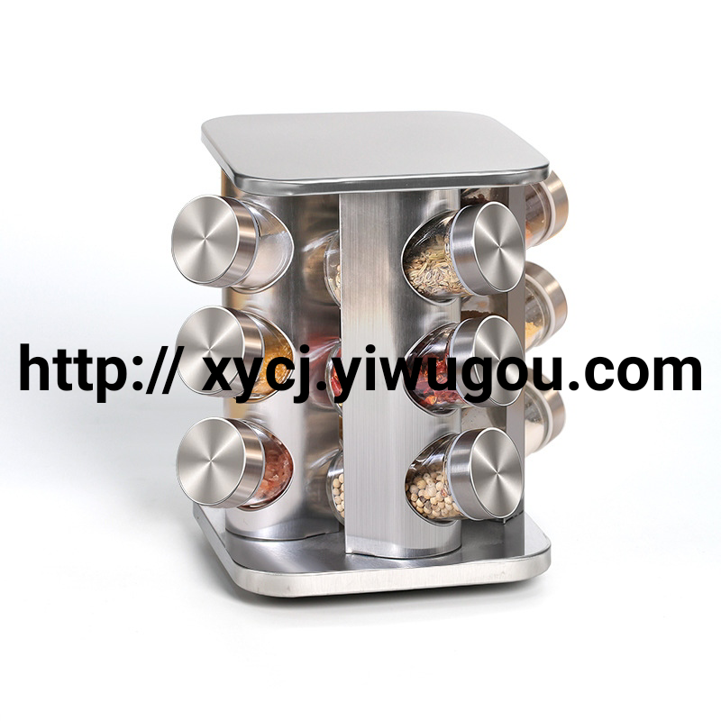 New kitchenware 430 stainless steel glass rotating seasoning jar set seasoning jar Application Scenario