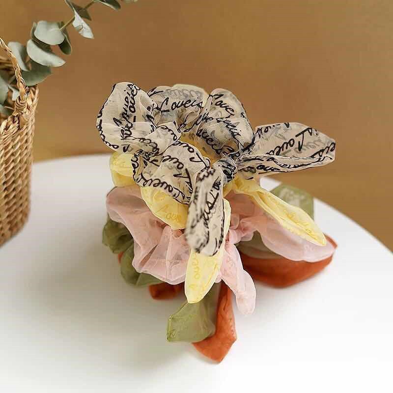 Korean-style headband, candy lace hair band, lace hair tie, colorful large intestine skin band hair accessory details Picture