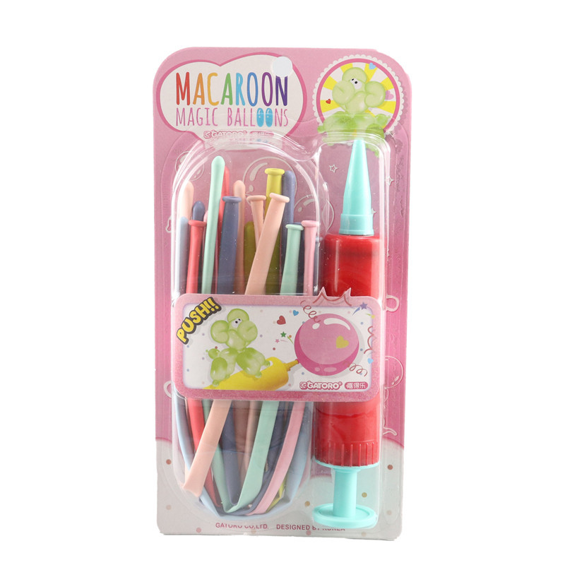 Macaron long magic balloon pump set, children's birthday party decoration, wedding arrangement, student gifts Item Picture