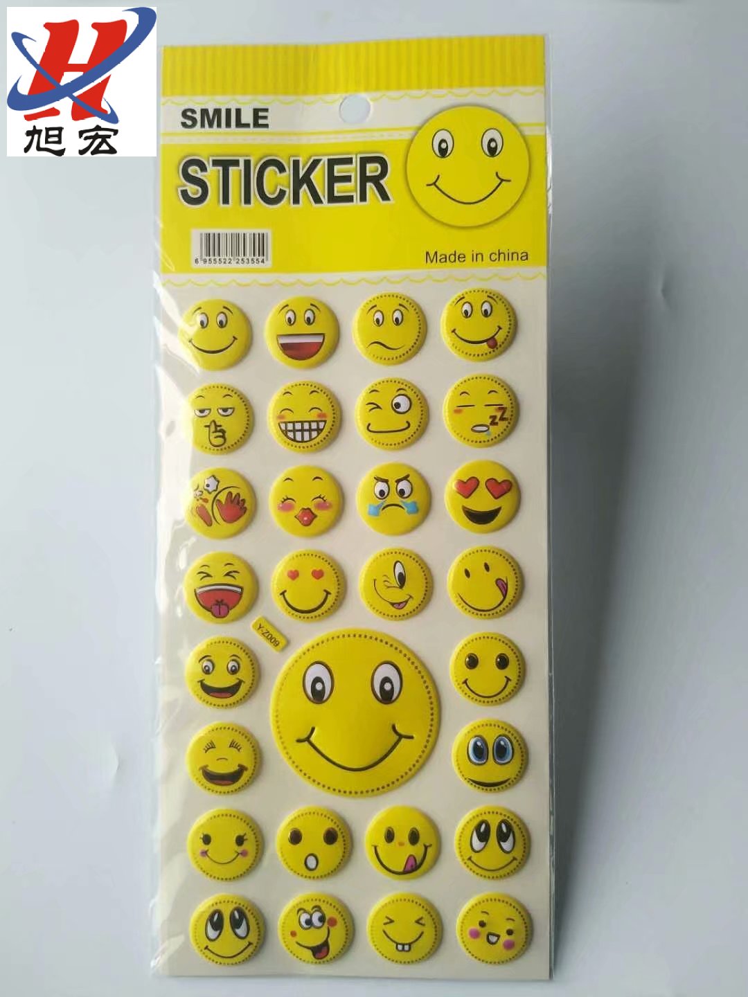Y-Z Novel Gold-embossed smiley Face bubble sticker Expression Smiley face Self-adhesive reward Kindergarten Sticker Application Scenario