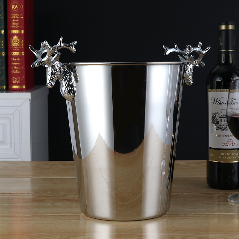 Creative antler stainless steel ice bucket, ice cube bucket, ice granule bucket, champagne bucket, beer and wine bucket for merchants Specification image