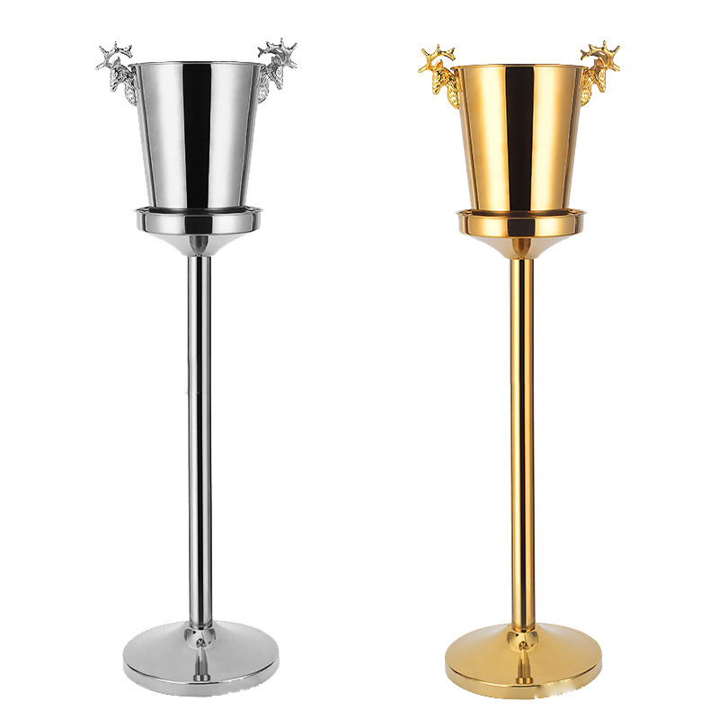 European Thickened Stainless Steel Ice Bucket Rack Bar Ktv Champagne Bucket Rack Vertical Ice Bucket Rack Large Home Wine Rack details Picture
