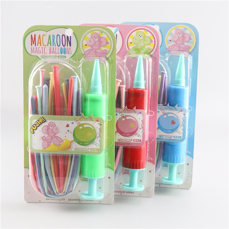 Macaron long magic balloon pump set, children's birthday party decoration, wedding arrangement, student gifts full figure