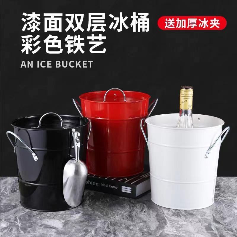 ktv ice bucket equipment decoration, stainless steel ice wine bucket, Nordic style mini size with lid, hotel Western restaurant Specification image