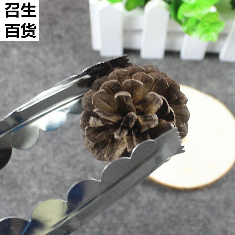 厂家直销 不锈钢7寸9寸梅花食品夹 面包 烧烤牛排夹电烤盘食物夹详情图3