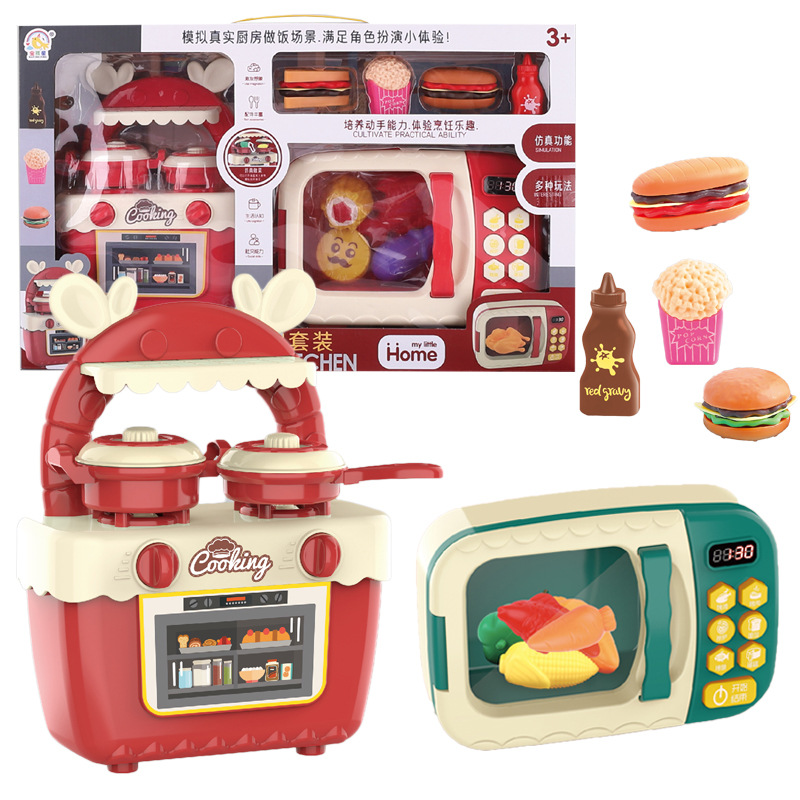 Children's house play toys, door-opening microwave oven stove, kitchenware toys, large gift box, kindergarten training class gifts Item Picture