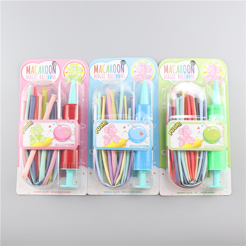 Macaron long magic balloon pump set, children's birthday party decoration, wedding arrangement, student gifts Specification drawing